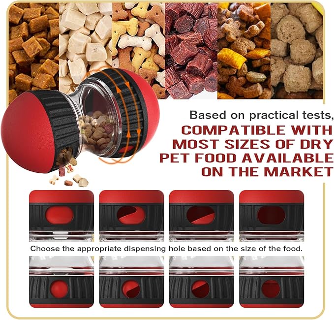 Dog Treat Dispensing Toys Indestructible Food Ball Adjustable Interactive Enrichment Toy for Small Large Dog to Keep Them Busy Stimulating IQ Training Puppy Slow Feeder for Bordom Indoor Gift