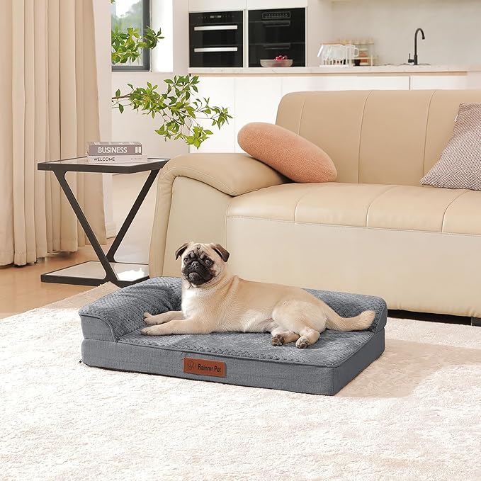 Orthopedic Dog Bed Medium Size Dog, 3 Inch Memory Foam Pet Bed for Small and Medium Dogs, Washable Removable Cover, Nonskid Bottom, Waterproof, 30x20 Inches S Dark Grey