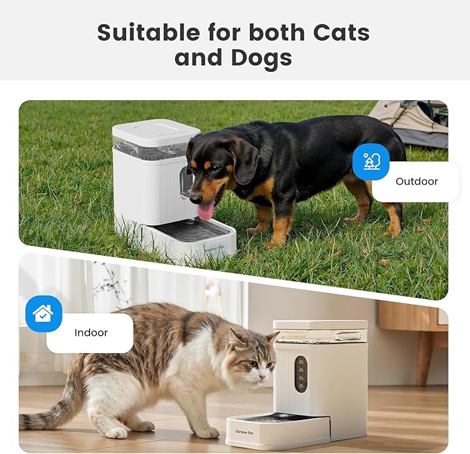 Gardner Pet Automatic Dog Water Dispenser Gravity Waterer with Stainless Steel Bowl Water Dispenser 6.5L Large Capacity Water Feeder for Dogs Cats Pets, BPA-Free Noise-Free (White, 6.5L)