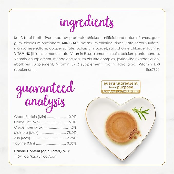 Purina Fancy Feast Tender Beef and Liver Feast Classic Grain Free Wet Cat Food Pate - (Pack of 24) 3 oz. Cans