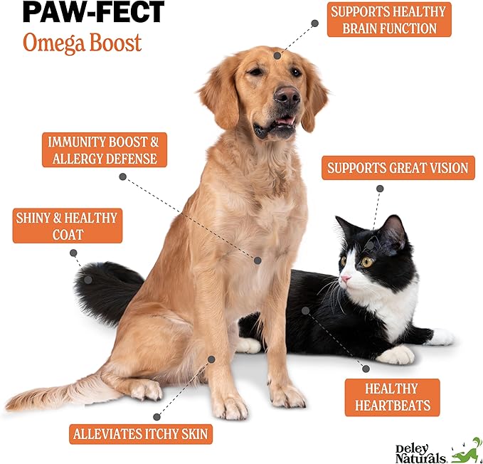 Deley Naturals Wild Alaskan Salmon Oil for Dogs - New & Improved Salmon Oil Plus Formula - Fish Oil for Dogs with DHA EPA Omega 3 & 6 Fatty Acids - Omega 3 Fish Oil for Skin & Coat - 32oz Made in USA