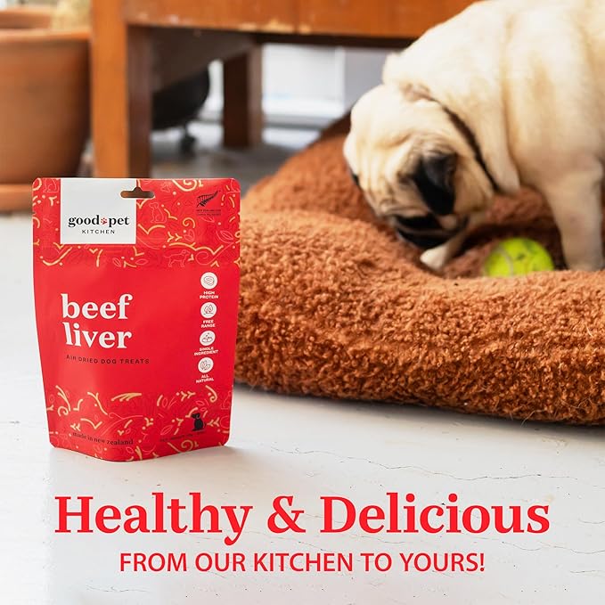 Pet Treats, Air-Dried, Natural, Single Ingredient Dog Treat, Free Range, Grain Free Dog Treats, Toppers, Snacks, Beef Liver 2.8 oz
