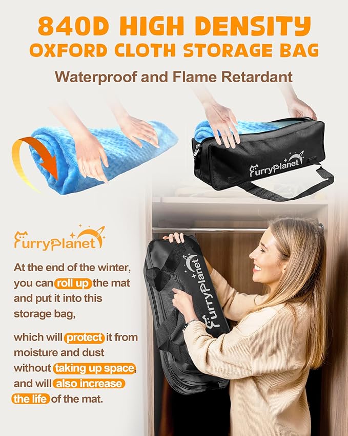 Upgrade Dog Cat Heating Pad with 2 Covers&840D Storage Bag,Adjustable Temperature Electric Pet Heating Pad with Timer,Waterproof Heated Bed Mat with Chew-Proof Cord,M