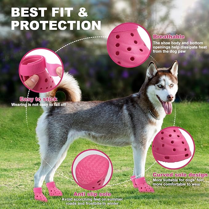 Dog Shoes Breathable Dog Shoe for Hot Pavement, Dog Booties and Paw Protectors, Non-Slip Waterproof Dog Sandals Boots (Pink, M: (2.6’’x2.3'')(L*W))