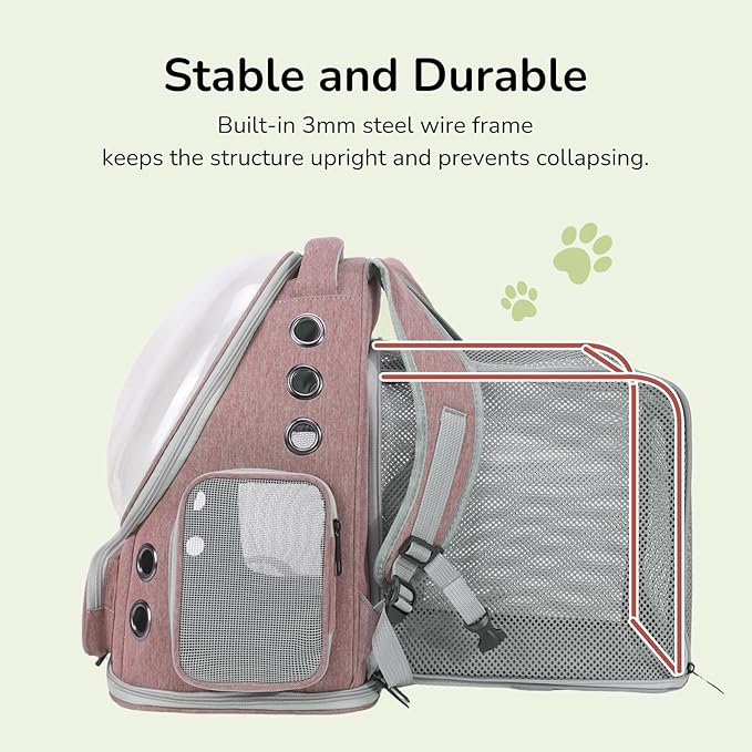 Cat Backpack Carrier for Large Cats, Expandable Cat Bubble Backpack, Dog Carriers for Small Medium Dogs, Airline Approved Pet Carrier for Travel Hiking Outdoor(Khaki)