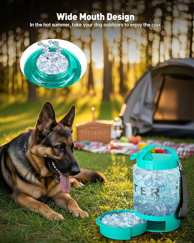 Portable Dog Water Bottle Bowl - 77 oz Travel Water Bowl Dispenser for Dogs Leak Proof, Suitable for Large Pet Drinking, A Must Have for Outdoor, Camping, Walking, Beach Other Scenes (Light Green)