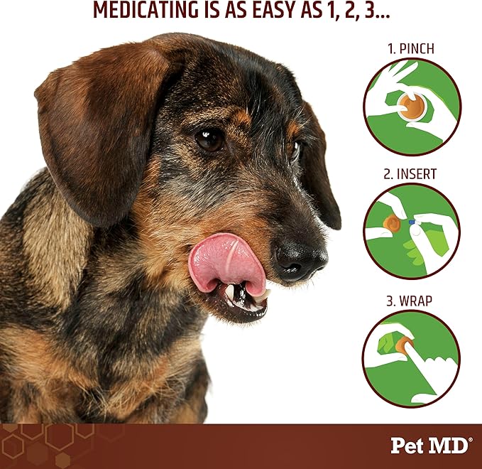 Pet MD Wrap-A-Pill with Dog Probiotics - Pill Wrap for Dogs Medicine - Easy-to-Use Paste to Hide Capsules, Create Pockets and Pill Treats for Dogs - Peanut Butter (4.2oz)