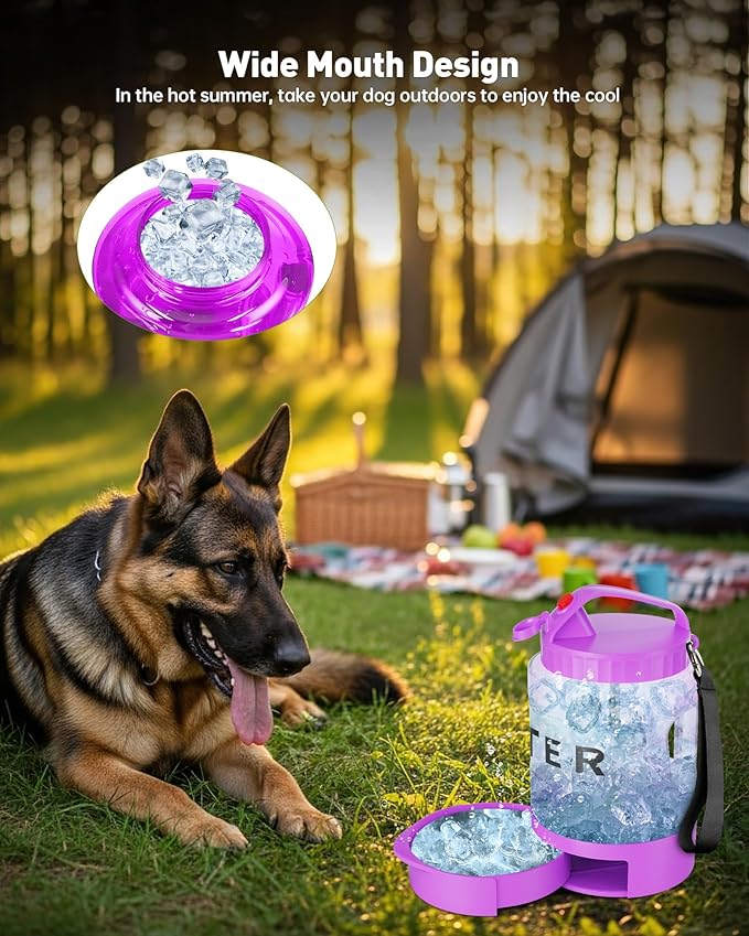 Portable Dog Water Bottle Bowl - 77 oz Travel Water Bowl Dispenser for Dogs Leak Proof, Suitable for Large Pet Drinking, A Must Have for Outdoor, Camping, Walking, Beach, Hunting Other Scenes (Purple)