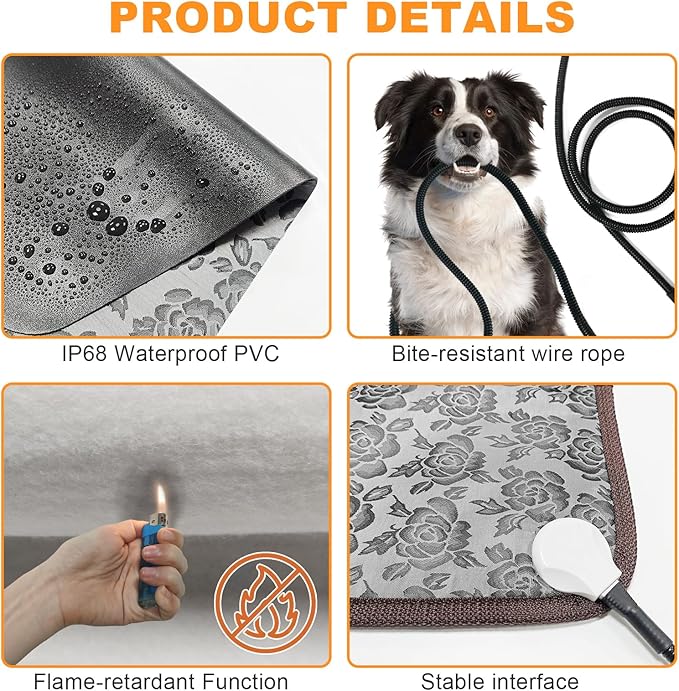 Bestio Cat Heating Pad,Medium 18x18 in Dog Heating Pad,Electric pet Heated pad with Adjustable Thermostat (1-24 Hours),Cat Heating Pad Indoor for Puppy with One Blue Plush Cover