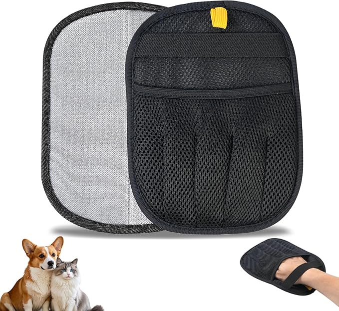 Pet Hair Removal Glove for Dogs Reusable 5-Finger Electrostatic Tech Cleans Clothes, Sofas, Carpets Easily (Black 1pcs)