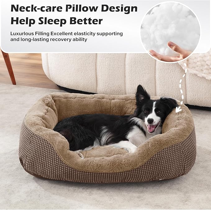 INVENHO Large Dog Beds Large Sized, Washable Orthopedic Warming Soft Sleeping Durable with Anti-Slip Bottom