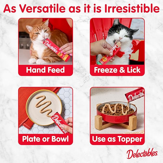 Delectables Squeeze Up Variety Pack, Creamy Squeezable Puree, Lickable Wet Cat Treats, Grain Free, No Added Fillers, No by-Products, No Added Preservatives, 0.5 Ounces Tube, 72 Tubes Total