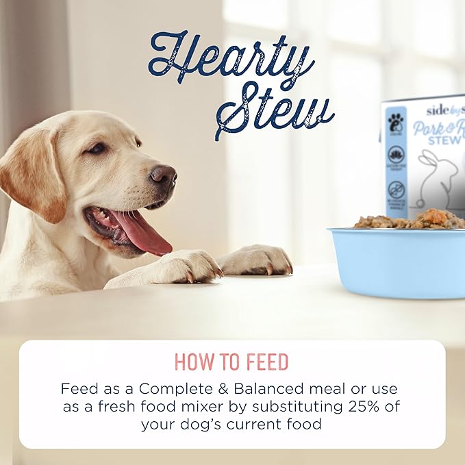 Side by Side Pork & Rabbit Stew, Cooling Dog Food for All Breeds, Made of Whole Foods, Every Ingredient Has a Purpose, No Artificial Additives, Fillers, or Gums, Ready to Serve, 12.5 oz, 3 Pack