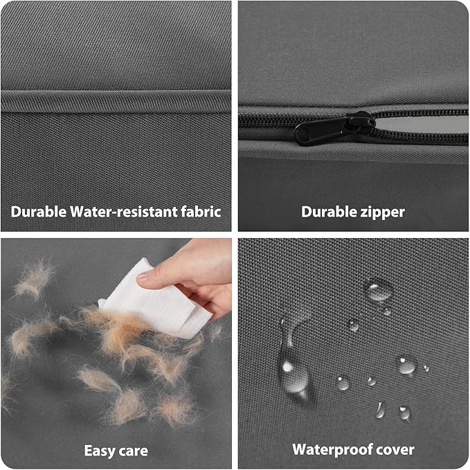 BFPETHOME Outdoor Dog Beds for Large Dogs, Waterproof Dog Bed for Medium, Large, Extra Large Dogs, Orthopedic Pet Bed with Removable Washable Cover, Egg Crate Foam Pet Bed Mat. (47 x 29 In, Dark Grey)