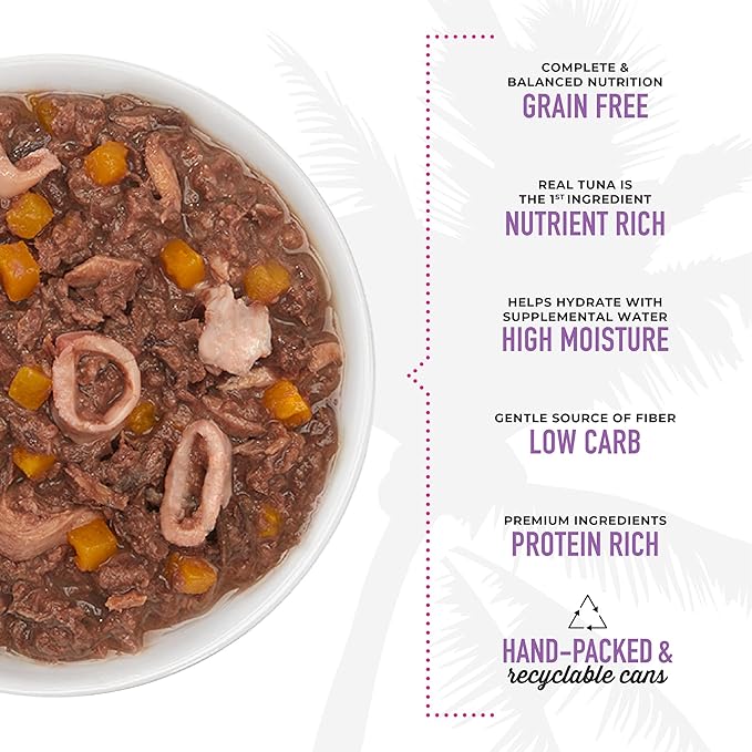 Tiki Cat Aloha Friends, Tuna, Calamari & Pumpkin, Grain-Free & High Moisture, Wet Cat Food for All Life Stages 3 oz. Can (12 Count)