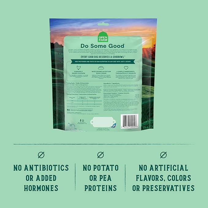 Open Farm Goodbowl Dog Food Topper, Freeze Dried Raw, Harvest Chicken & Wholesome Non-GMO Grains Recipe, 46oz Bulk-Size Bag