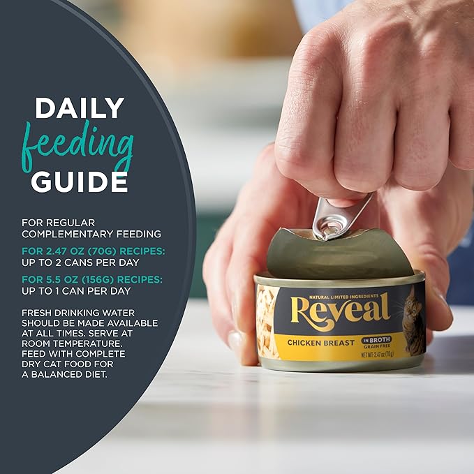 Reveal Natural Wet Kitten Food in Broth, Limited Ingredient Grain Free Canned Kitten Food, Protein with No Artificial Additives, Chicken & Tuna Variety in Broth (8 x 2.47 oz Cans)