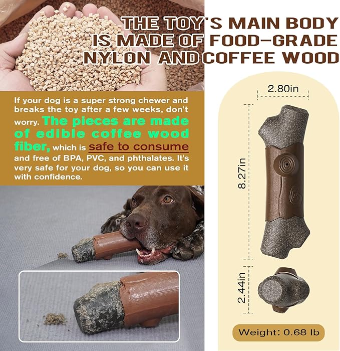 LiuMelinda Dog Chew Toys for Aggressive-Chewers - Indestructible Dog Toy for Aggressive Chewer,Tough Chew Toys for Dogs (Rubber Log-Branches)