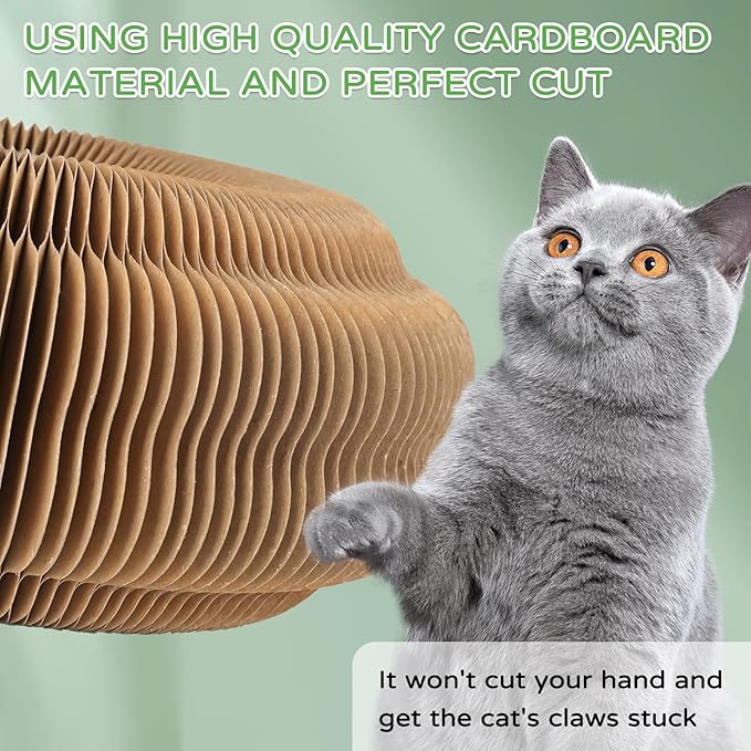 Kitty Kurlz Accordion Magic Organ Cat Scratcher Toys for Indoor Cats - Cardboard Cat Scratching Board Ball Scratcher Pad 1 Pack