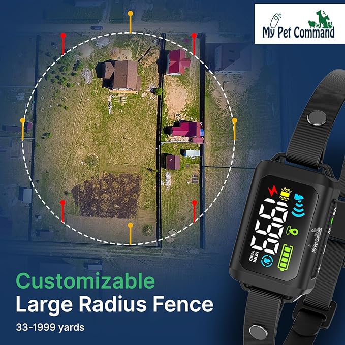 My Pet Command GPS Dog Collar Fence System New Generation Wireless Perimeter Fence for Dogs Containment System Boundary Easy Setup Outdoor Fence Waterproof Rechargeable with Training Whistle
