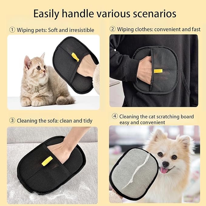 1 Pcs Pet Hair Remover Electrostatic Gloves,Pet Hair Removal Glove,Electrostatic Pet Hair Remover Gloves for Furniture, Carpet, and Car Seats - Reusable Pet Grooming Tool (1)