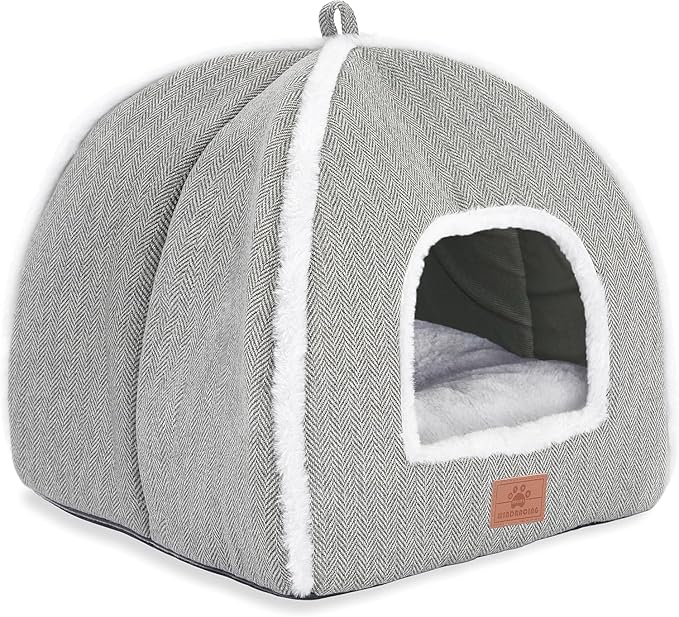 Cat Bed for Indoor Cats - Cat Cave Bed Cat House Cat Tent with Removable Washable Cushioned Pillow, Soft and Self Warming Kitten beds,Cat Beds & Furniture (Large Grey)