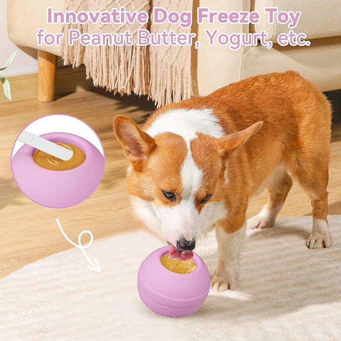 Long-Lasting Interactive Dog Lick Toy, Stuffable Dog Enrichment to Keep Dogs Busy, Wobbly Treat Dispensing Freezable Licking Toys, Food-Grade Safe (Pastel Purple,S)