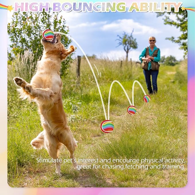 EXPAWLORER Tennis Balls for Dogs - 12 Pack 2.5¡± Squeaky Dog Tennis Balls Toys,Christmas Dog Toys Teething Chew Interactive Dog Bounce Toys for Training Exercise Playing Indoor Outdoor, Rainbow