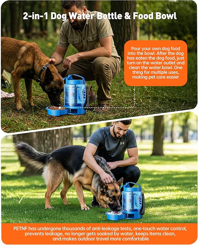 Portable Dog Water Bottle Bowl - 77 oz Travel Water Bowl Dispenser for Dogs Leak Proof, Suitable for Large Pet Drinking, A Must Have for Outdoor, Camping, Walking, Beach, Hunting Other Scenes (Blue)