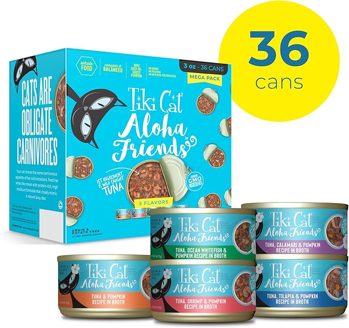 Tiki Cat Aloha Friends Wet Cat Food, Tuna Favorites, Mega Pack, 3 oz. Can (36 Count)
