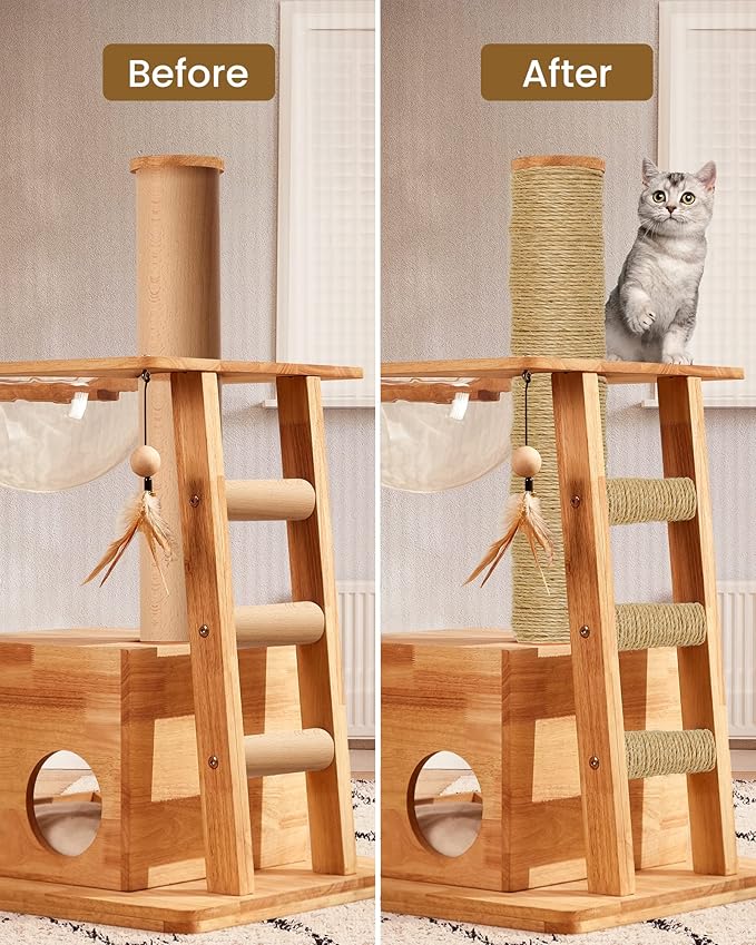 Sisal Rope for Cat Scratcher, Pettom Cat Scratching Post Replacement Natural Hemp Rope Sisal Replacement Rope for Cat Tree 1/4 inch Diameter 33FT