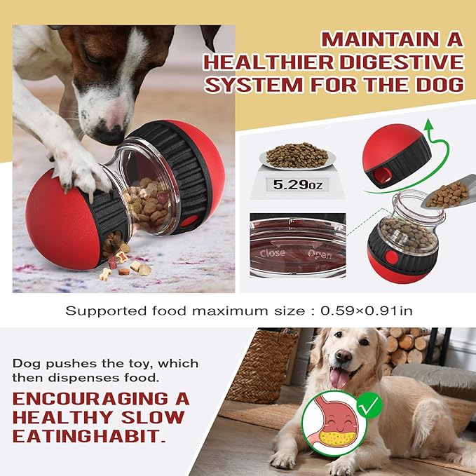 Dog Treat Dispensing Toys Indestructible Food Ball Adjustable Interactive Enrichment Toy for Small Large Dog to Keep Them Busy Stimulating IQ Training Puppy Slow Feeder for Bordom Indoor Gift