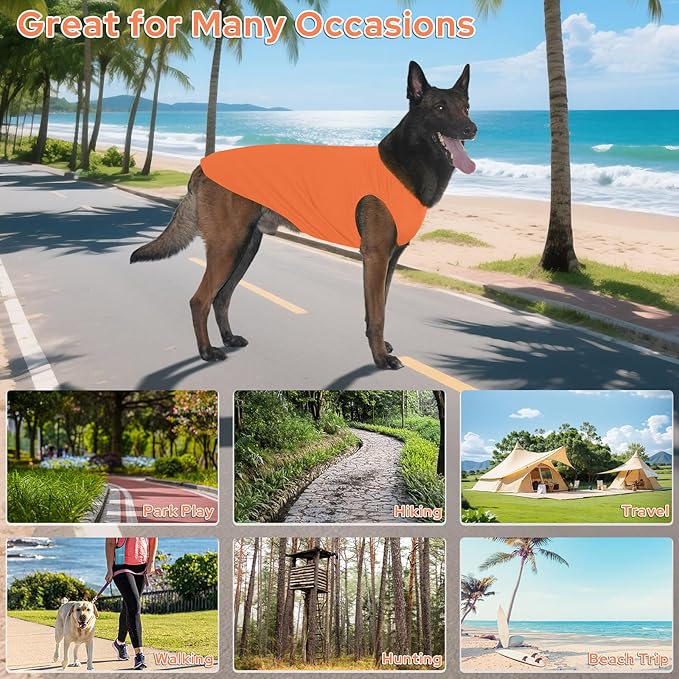 2 Pack Dog Shirts, Ice Pet Vest Dog Clothes for Instant Cooling, Lightweight Breathable Sleeveless T-Shirts for Large Dogs, Peacock Blue+OrangeRed (M)