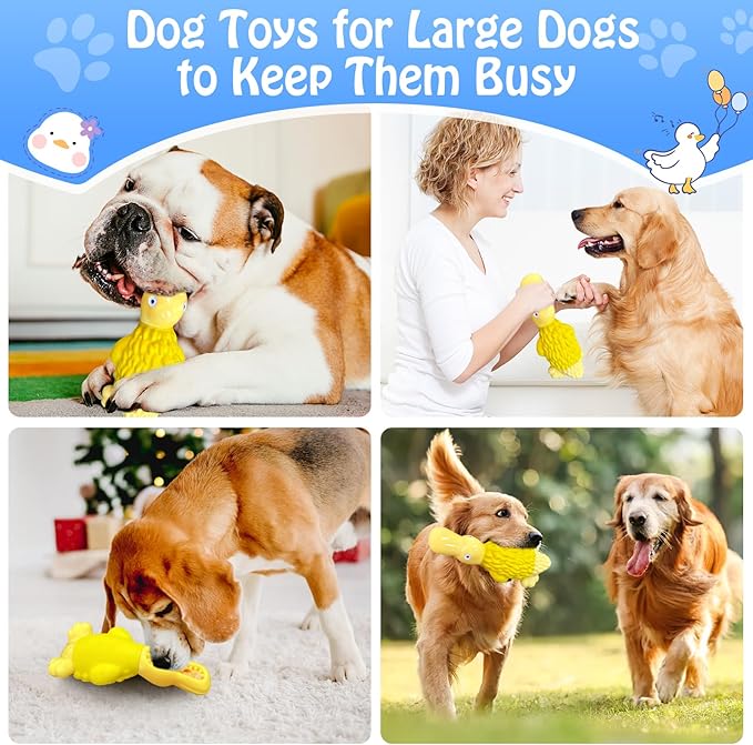 Dog Toys for Aggressive Chewers: Tough Dog Chew Toys-Large Squeaky Dog Toys for All Breed Sizes to Keep Them Busy (Yellow)