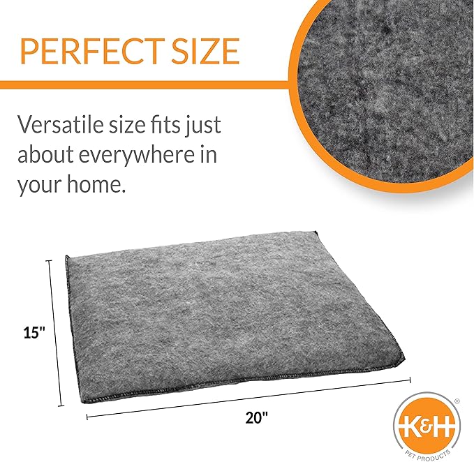 K&H Pet Products Amazin Kitty Pad, Indoor Unheated Cat Bed Traps Cat Hair and Dander, Washable Cat Mat, Gray 15 X 20 Inches, Unheated 2-Pack