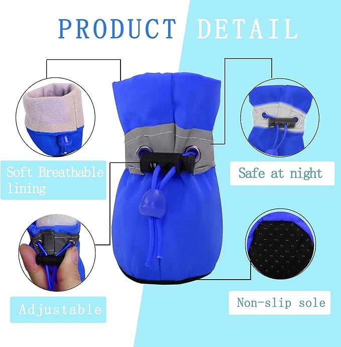 YAODHAOD Dog Shoes for Hot Pavement, Anti-Slip Sole Dog Boots & Paw Protector for Summer, Reflective Straps Dog Booties for Small Medium Dogs, Indoor Use 4PCS (Blue, Size: 7)