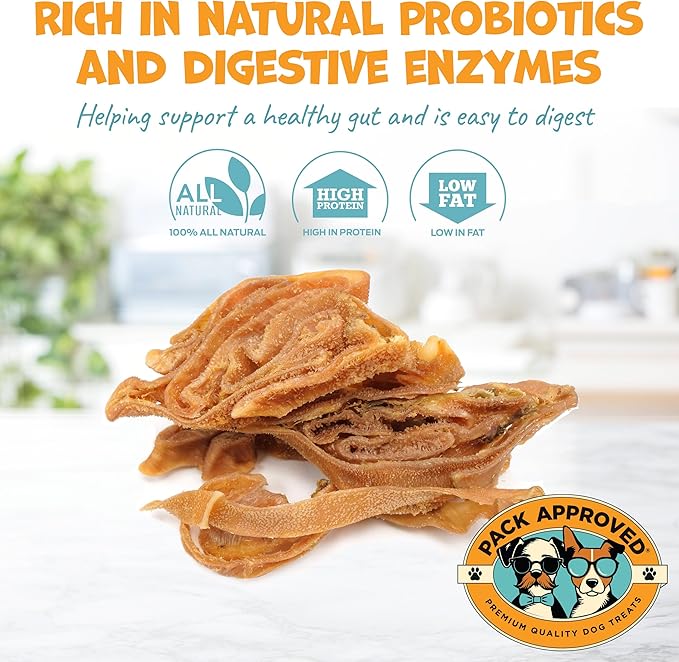 Lamb Tripe - Single Ingredient & Dehydrated Dog Treats - Lamb Treats for Sensitive Stomach - No Hide Dog Chews Tripe - 10oz