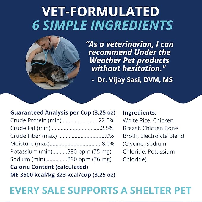 Under the Weather Easy to Digest Bland Diet for Sick Dogs - Always Be Ready - Contains Electrolytes - Gluten Free, All Natural, Freeze Dried 100% Human Grade Meats - Chicken, Rice & Bone Broth