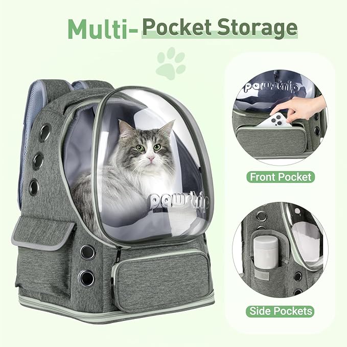 Cat Backpack Carrier with Bubble Window, Breathable & Foldable Pet Travel Carrier for Small Dogs and Cats, Airline-Approved for Hiking & Outdoor Use