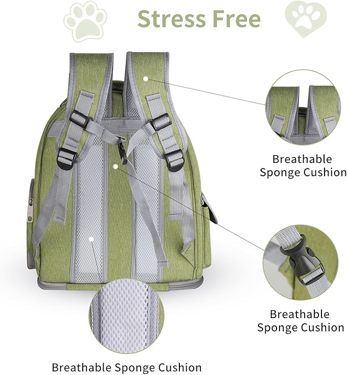 Cat Backpack Carrier for Cats and Small Dogs, Breathable Cat Bubble Backpack, Airline Approved Pet Travel Carrier for Hiking Camping Outdoor(Green)