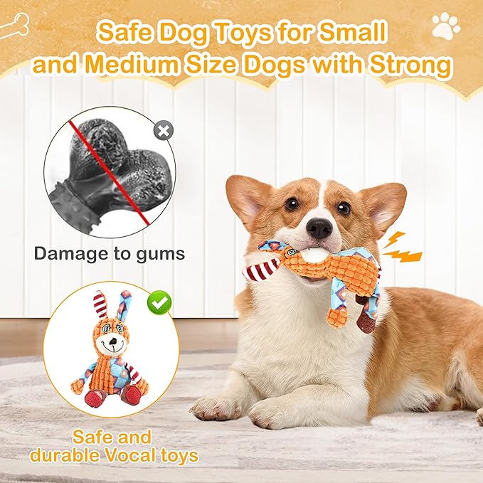 Squeak Dog Toys Durable Plush for Small & Medium Breeds - Soft Chew-Resistant Fabric, Interactive Indoor/Outdoor Play, Perfect for Puppy Teething - Ideal Pet Gift, Dog