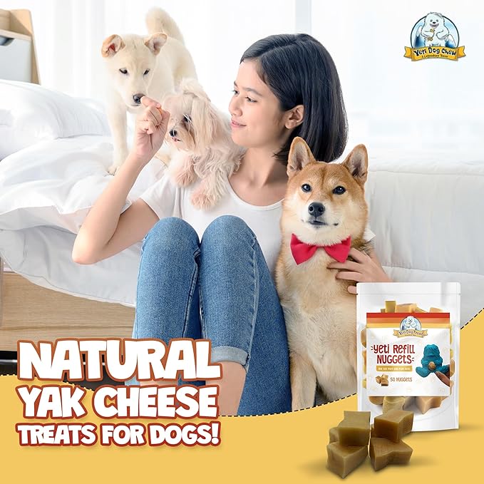 Yeti Refill Nuggets for Puff and Play Dog Toys - Natural Himalayan Yak Cheese Treats, Promotes Dental Health, Suitable for All Dogs, Ideal for Interactive Chew Toys and Dispensers, 50 Pieces, 24 Oz