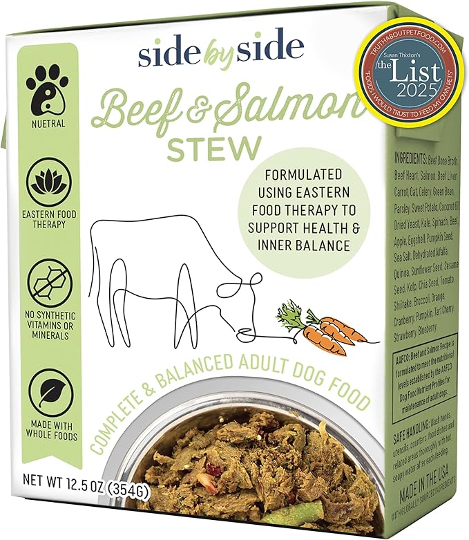 Side by Side Variety Stew, Warming/Cooling/Neutral Dog Food for All Breeds, Made of Whole Foods, Every Ingredient Has a Purpose, No Artificial Additives, Fillers, Gums, Ready to Serve, 12.5 oz, 3 Pack