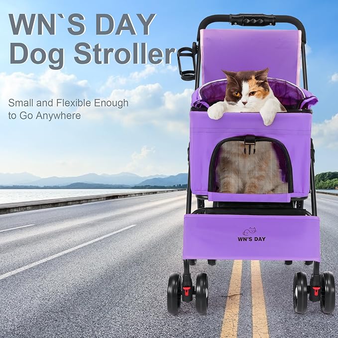 3 in 1 Pet Dog Stroller for Small Medium Dogs 10-50 lbs, Foldable Cat-Strollers for 2-Cats with Removable Carrier, Pet-Strollers for Cats with Storage Bag, Small Puppy-Stroller, Dog-Cart (Pink)