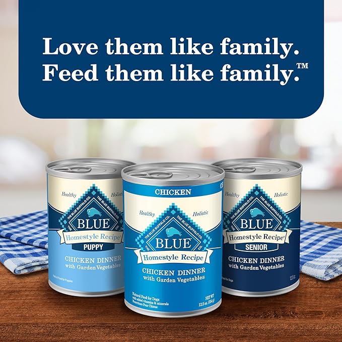 Blue Buffalo Homestyle Recipe Adult Wet Dog Food, Made with Natural Ingredients, Beef Dinner With Garden Vegetables, 12.5-oz Cans (12 Count)