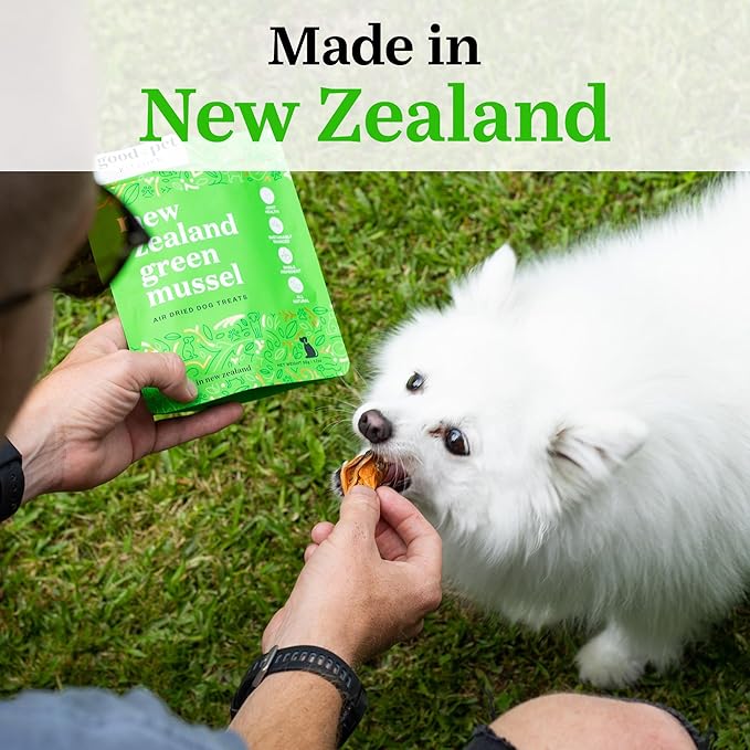Pet Treats, Air-Dried, Natural, Single Ingredient Dog Treat, Grain Free, Sustainably Sourced Dog Treats, Toppers, Snacks, New Zealand Green Mussels 1.7 oz