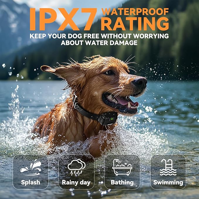 Shock Collar for Dogs, 3200FT Dog Training Collar with Remote Control, IPX7 TPU Waterproof Dog Collar with Buzzer, Vibration, Safety Shock 4 Training Modes, Suitable for All Small, Medium, Large Dogs