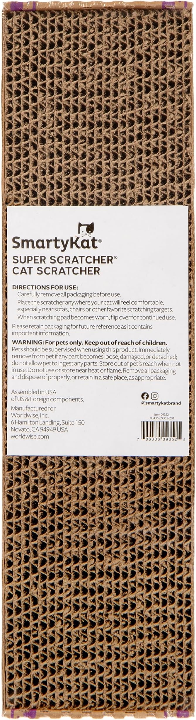 SmartyKat Super Scratcher Corrugated Cat Scratcher, Catnip Infusion Technology - Brown, Single Wide