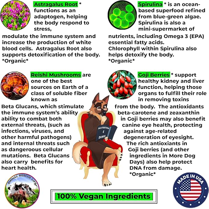 Anti-Aging & Immune Support | Organic, Human-Grade Ingredients | Medicinal Plants & Mushroom Extracts | Omega 3's, Antioxidants, Probiotics, Vitamins & Minerals | Plant-Based & Vegan