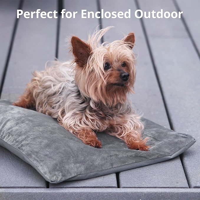 Outdoor Heated Cat Bed, Soft Pet Heating Pad with Steel-Wrapped Cord, Outside Pet Warmer for Feral Cats and Dogs, 19.7" x 15.7", 35 Watts